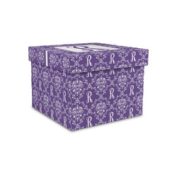 Initial Damask Gift Box with Lid - Canvas Wrapped - Small