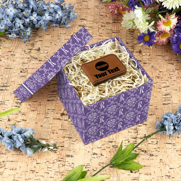 Initial Damask Gift Boxes with Lid - Canvas Wrapped - Small - In Context
