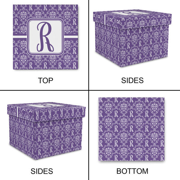 Initial Damask Gift Boxes with Lid - Canvas Wrapped - X-Large - Approval