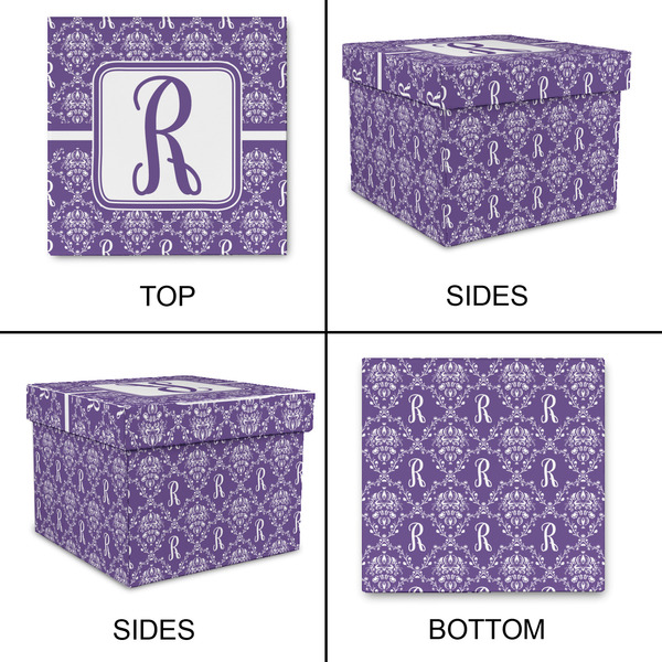 Initial Damask Gift Boxes with Lid - Canvas Wrapped - XX-Large - Approval