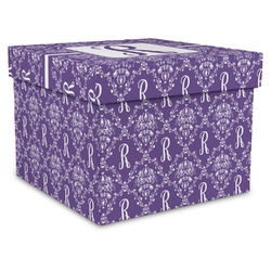 Initial Damask Gift Box with Lid - Canvas Wrapped - XX-Large