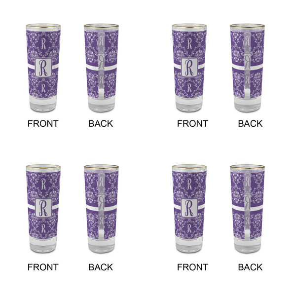 Initial Damask Glass Shot Glass - 2 oz - Set of 4 - APPROVAL