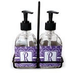 Initial Damask Glass Soap & Lotion Bottle Set
