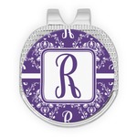 Initial Damask Golf Ball Marker - Hat Clip - Silver