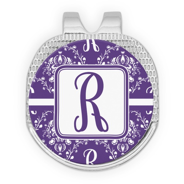 Initial Damask Golf Ball Hat Marker Hat Clip