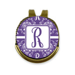 Initial Damask Golf Ball Marker - Hat Clip - Gold