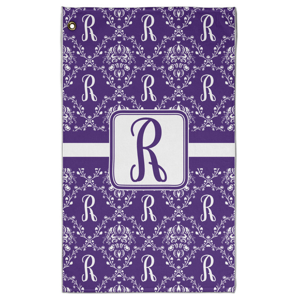 Custom Initial Damask Golf Towel - Poly-Cotton Blend - Large