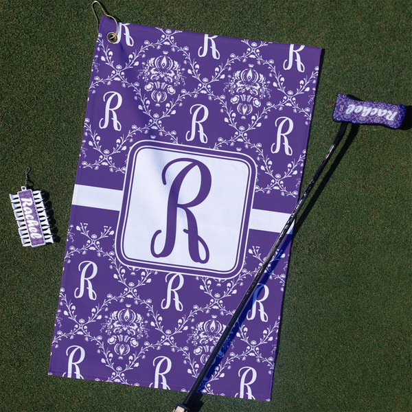 Custom Initial Damask Golf Towel Gift Set (Personalized)