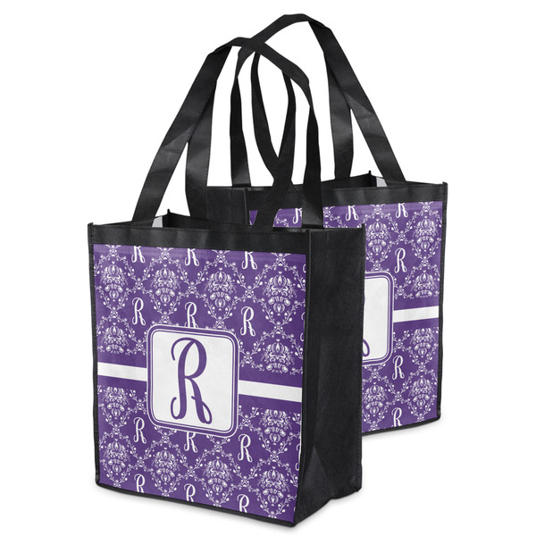 Initial Damask Grocery Bag - MAIN