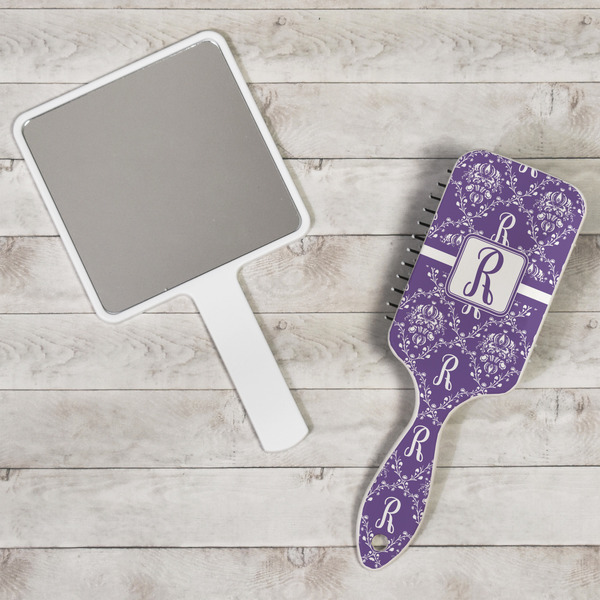Initial Damask Hair Brush - In Context