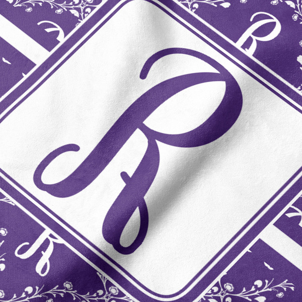 Initial Damask Hooded Baby Towel- Detail Close Up