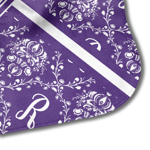 Initial Damask Hooded Baby Towel- Detail Corner