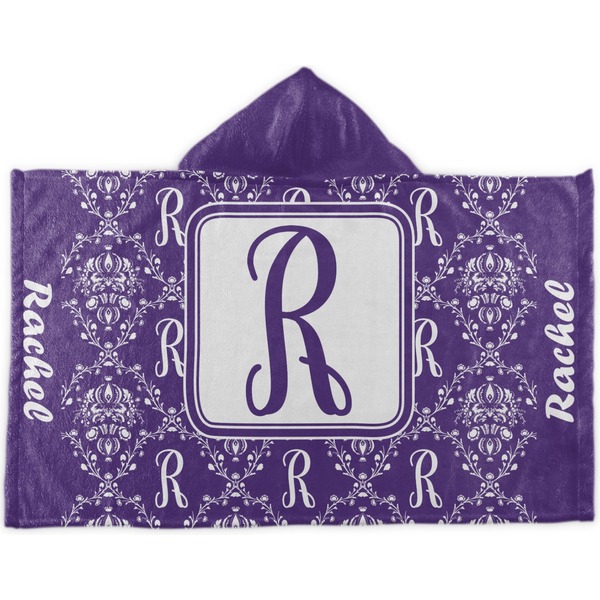 Custom Initial Damask Kids Hooded Towel (Personalized)