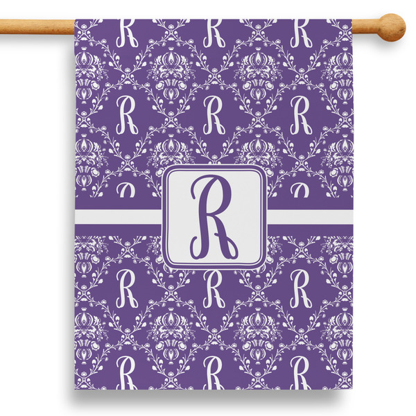Custom Initial Damask 28" House Flag - Single Sided