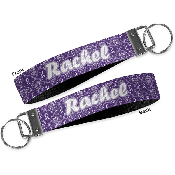 Initial Damask Key-chain - Metal and Nylon - Front and Back