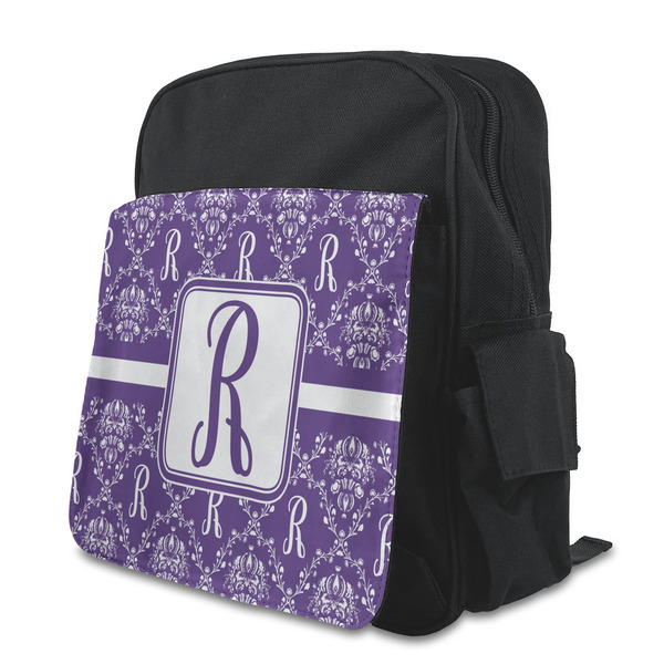Custom Initial Damask Preschool Backpack