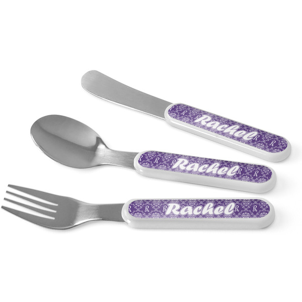 Custom Initial Damask Kid's Flatware