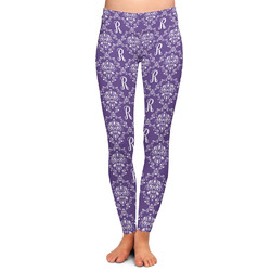Initial Damask Ladies Leggings - 2X-Large (Personalized)
