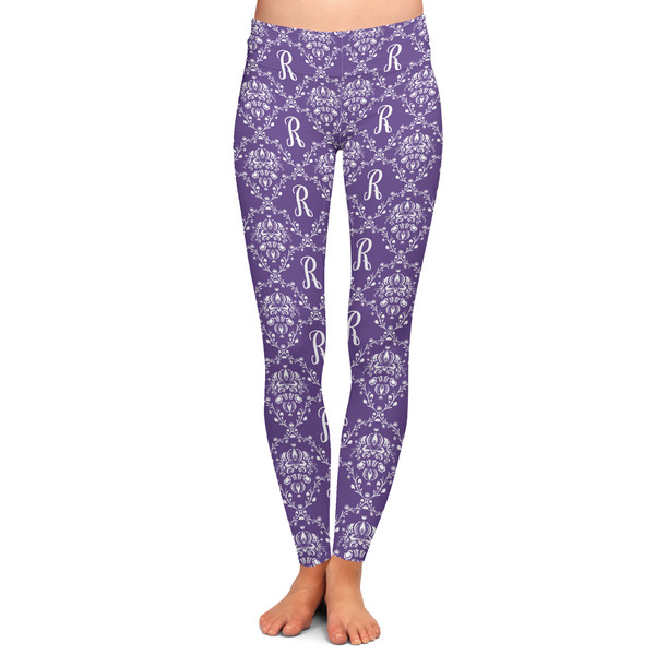 Custom Initial Damask Ladies Leggings - 2X-Large (Personalized)