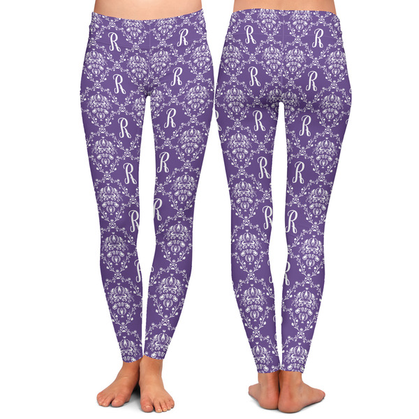 Initial Damask Ladies Leggings - Front and Back