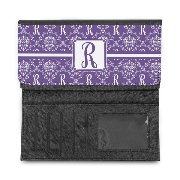Initial Damask Ladies Wallet - Half Way Open