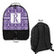 Initial Damask Large Backpack - Black - Front & Back View
