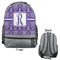 Initial Damask Large Backpack - Gray - Front & Back View