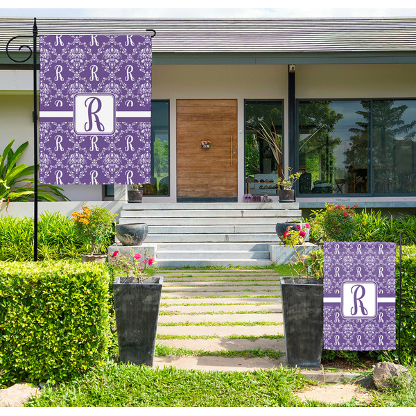 Initial Damask Large Garden Flag - LIFESTYLE