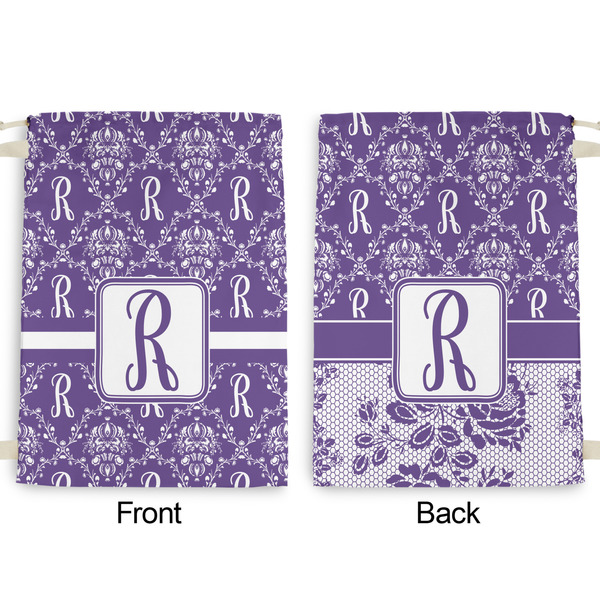 Initial Damask Large Laundry Bag - Front & Back View