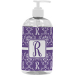 Initial Damask Plastic Soap / Lotion Dispenser (16 oz - Large - White)