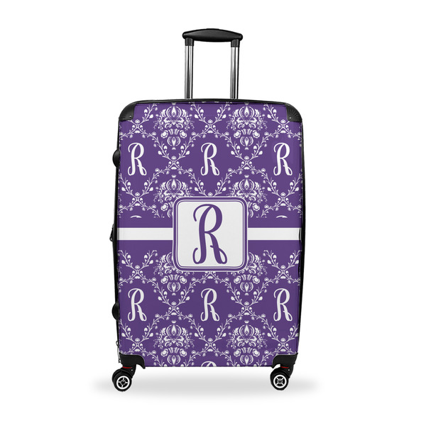 Custom Initial Damask Suitcase - 28" Large - Checked