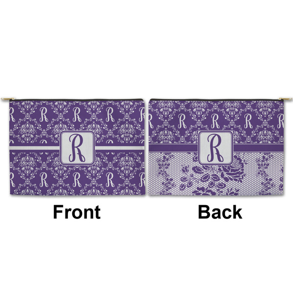 Initial Damask Large Zipper Pouch Approval (Front and Back)