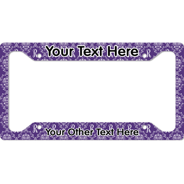 Custom Initial Damask License Plate Frame - Style A