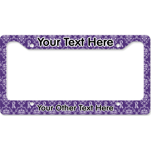 Custom Initial Damask License Plate Frame - Style B