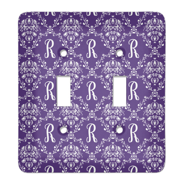 Custom Initial Damask Light Switch Cover (2 Toggle Plate) (Personalized)