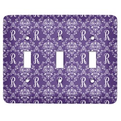 Initial Damask Light Switch Cover (3 Toggle Plate) (Personalized)