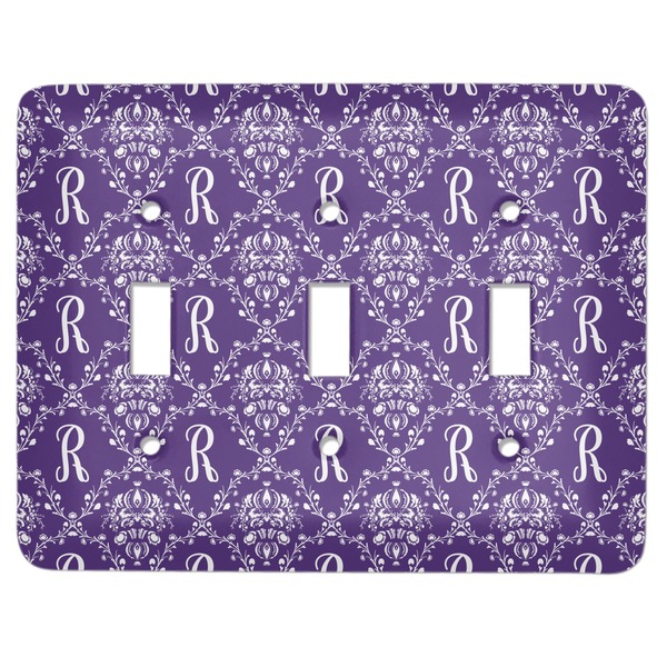 Custom Initial Damask Light Switch Cover (3 Toggle Plate) (Personalized)