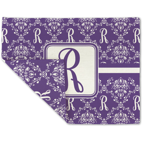 Custom Initial Damask Double-Sided Linen Placemat - Single