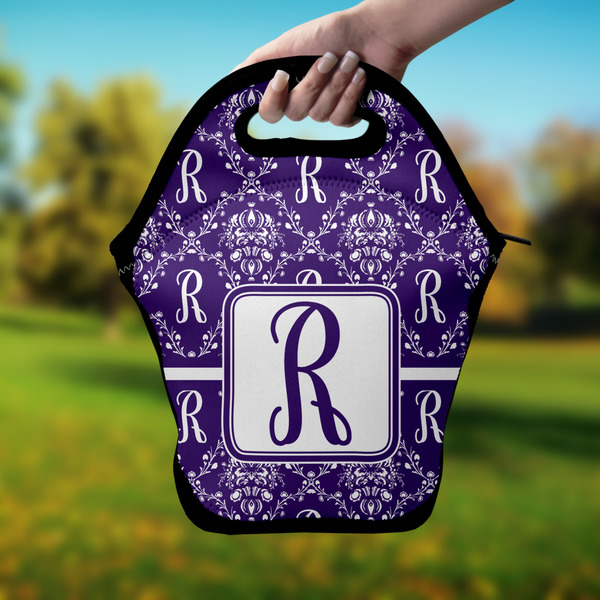 Initial Damask Lunch Bag - Hand