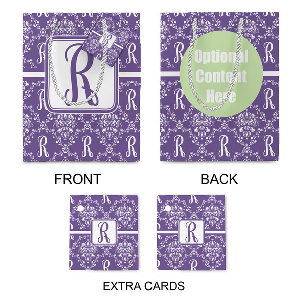 Initial Damask Medium Gift Bag - Approval