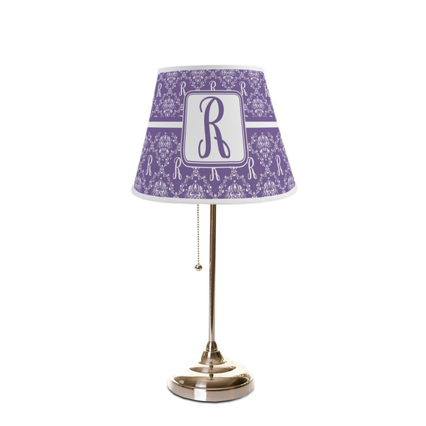 Initial Damask Poly Film Empire Lampshade - On Stand