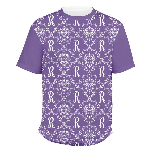 Custom Initial Damask Men's Crew T-Shirt - 2X Large (Personalized)