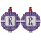 Initial Damask Metal Ball Ornament - Front and Back