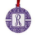 Initial Damask Metal Ball Ornament - Double Sided