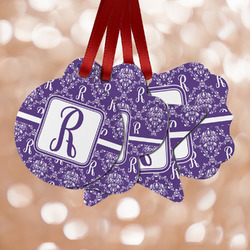 Initial Damask Metal Ornaments - Double Sided