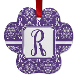 Initial Damask Metal Paw Ornament - Double Sided