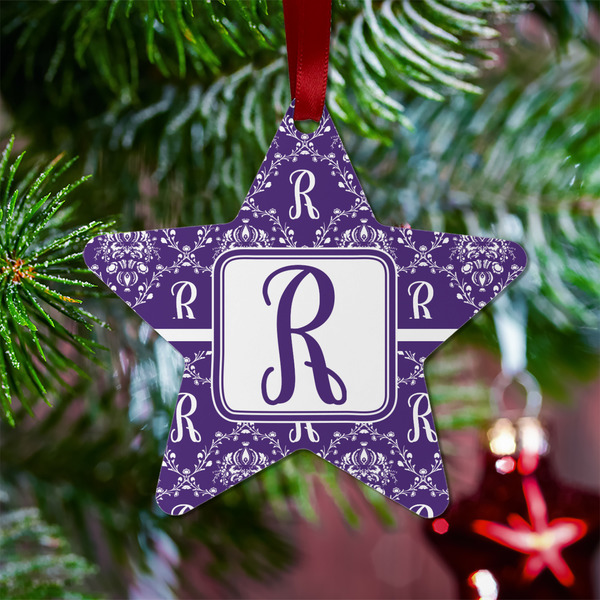 Initial Damask Metal Star Ornament - Lifestyle
