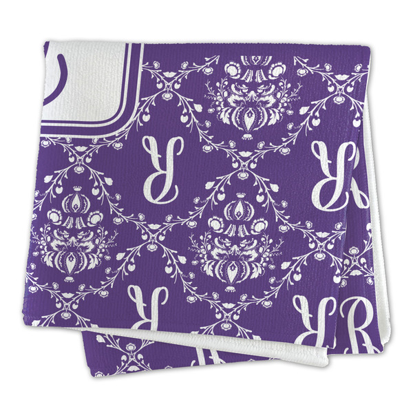 Initial Damask Microfiber Dish Rag - FOLDED (square)