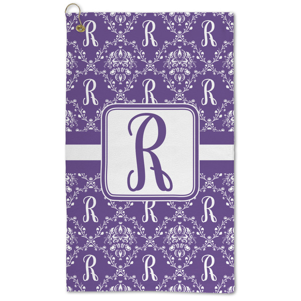 Custom Initial Damask Microfiber Golf Towel - Large