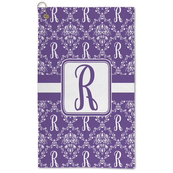Custom Initial Damask Microfiber Golf Towel - Large